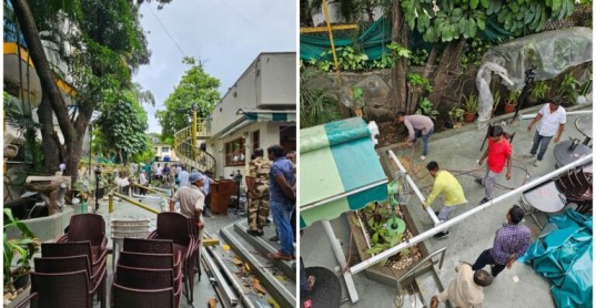 एफसी रोड वरील बेकायदेशीर बांधकामांवर कारवाई; हॉटेल वैशालीचा समावेश