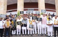 बळीराजाला न्याय देण्यासाठी महाविकास आघाडीचे विधिमंडळ परिसरात लक्षवेधी आंदोलन